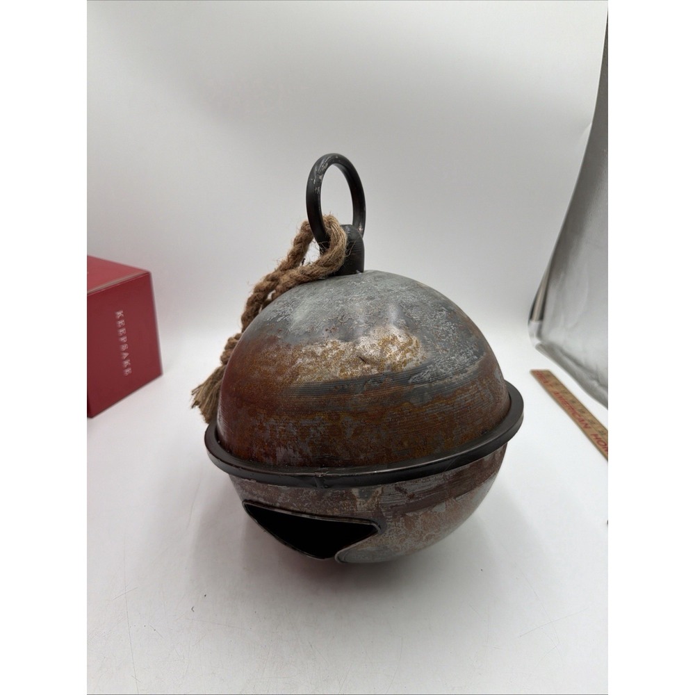 NEW 15"Jumbo Jingle Bell Extra Large Sleigh Bell Galvanized Distressed Antique
